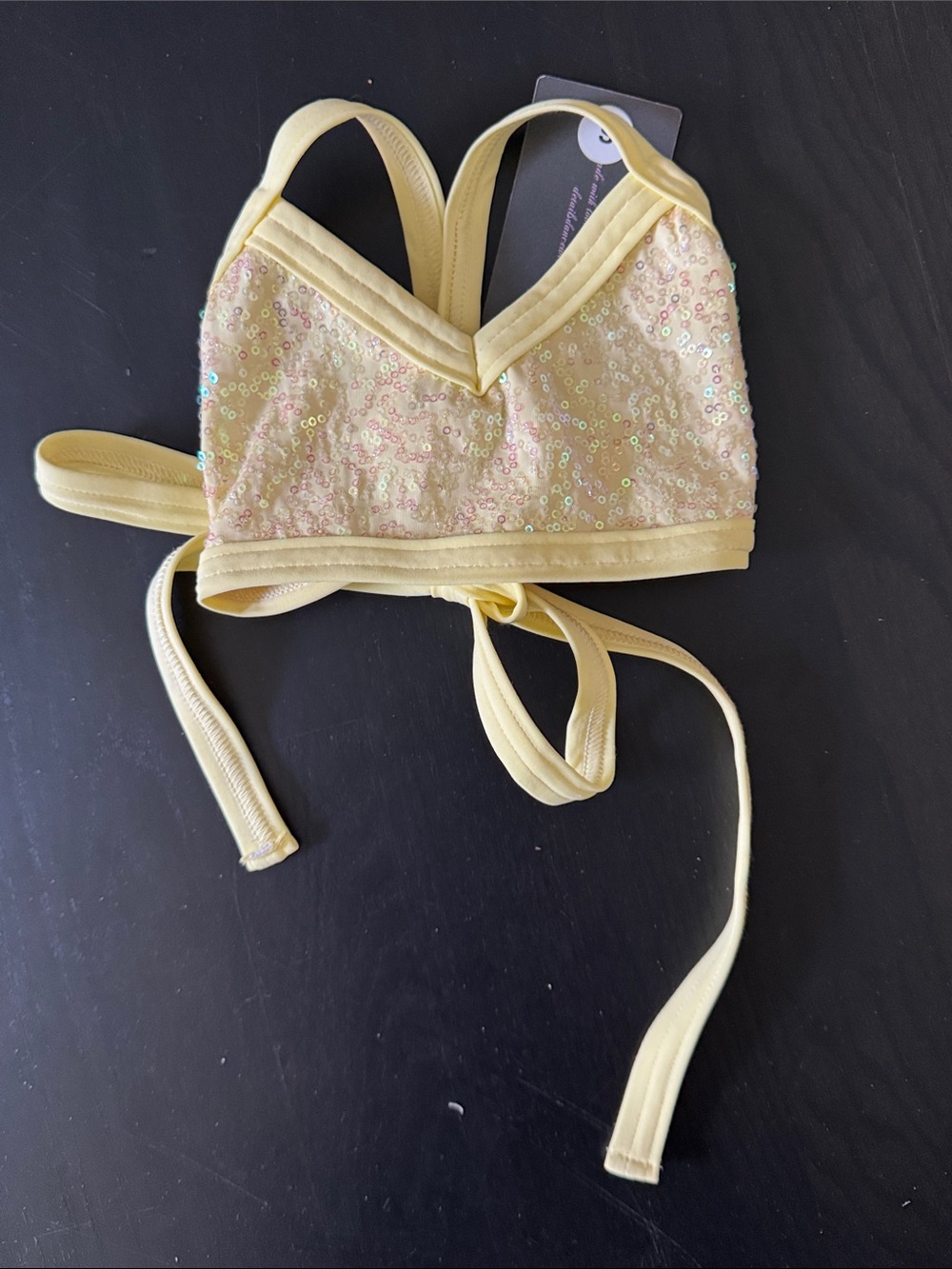 Kids Sequin Dance Crop Top - Yellow
